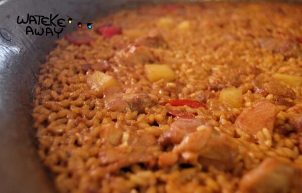 Paella aragonesa – Costilla, pollo y patata.